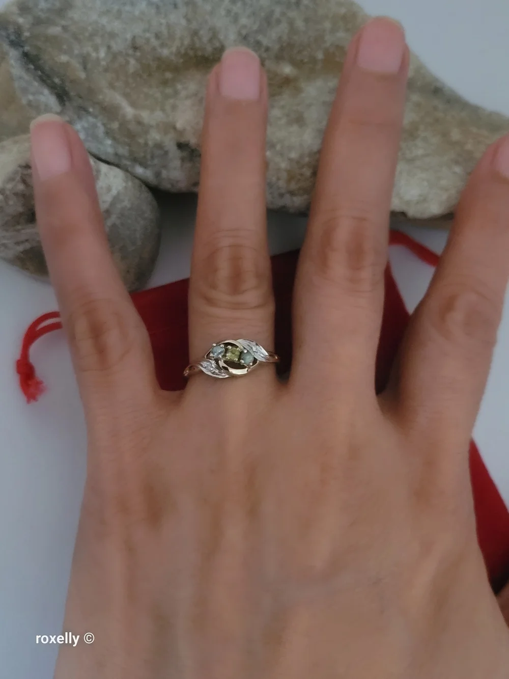 14K Yellow Gold Peridot, Blue Topaz & Diamonds Ring Size 7.25- Solid Gold! 👌🎁